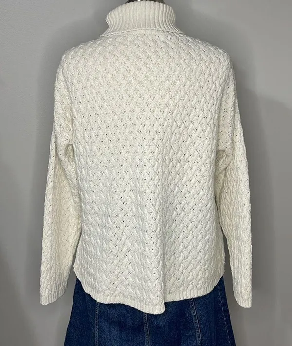 Knits Landing Ivory Vintage Chunky Turtleneck Sweater Size L - Image 2