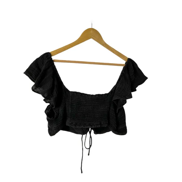 Daily Practice‎ from Anthropologie Black Cropped Bra Top Size XL New - Image 3
