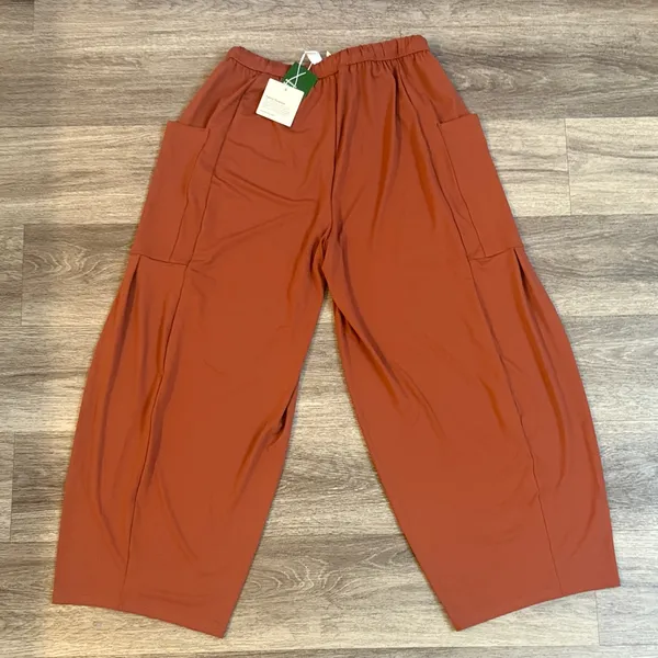 Halara Rust Wide-Leg Pants with Pockets Medium High waist Cargo Pull on - Image 3