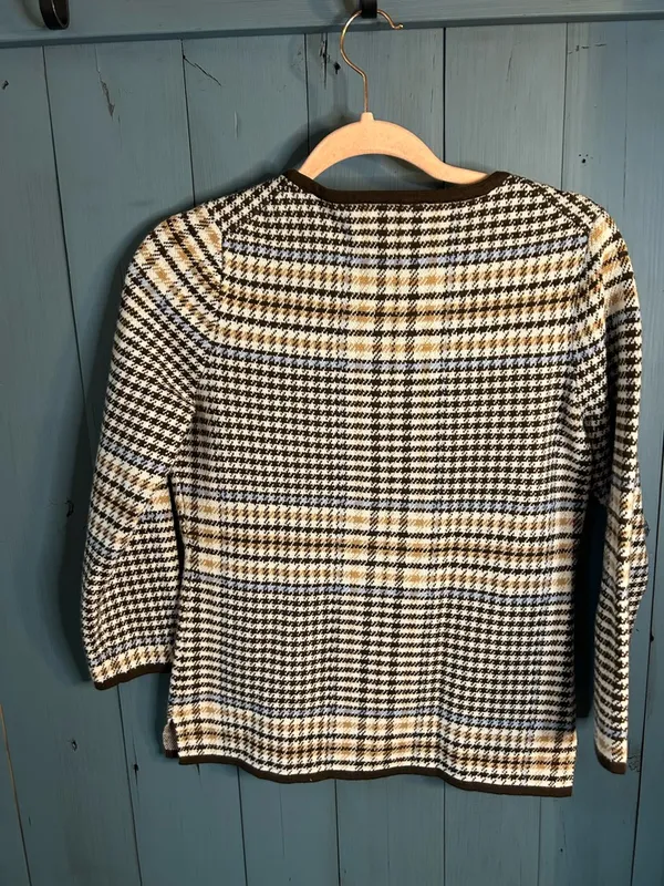 Ann Taylor Houndstooth Crewneck Sweater in Black, White & Brown | Women’s Size S - Image 4