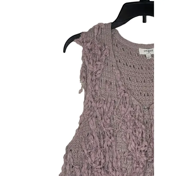 Umgee Women's‎ Cardigan Wrap Shaggy Open Front Fringe Vest Sleeveless Grey Large - Image 4