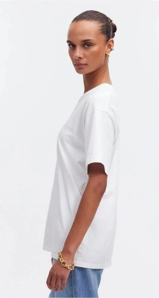 NWT Madewell Women's Cotton Relaxed Oversized Tee White Sz M small hole - Image 3