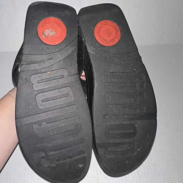 FitFlop Shoes Womens Size 8‎ Black Glitter Thong Wedge Sandals Comfort Toning - Image 7