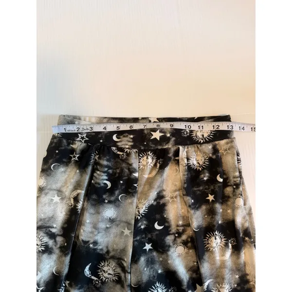 Poof New York Celestial Sun Moon Stars Women's Wide‎ Leg Pants Black White Small Witchy Gothic - Image 7