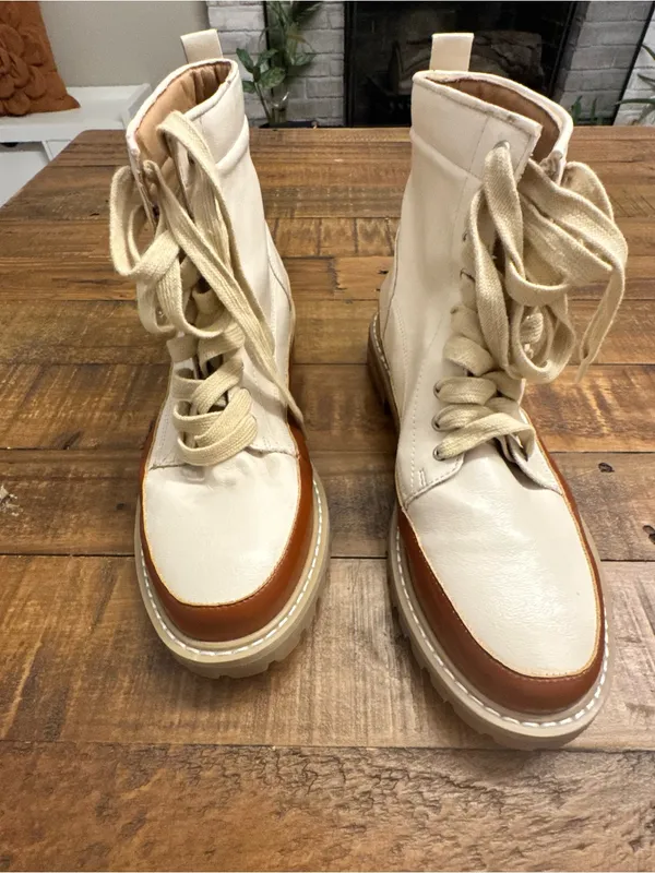 OASIS SOCIETY Two-Tone Lace-Up‎ Ankle Boots - Image 2