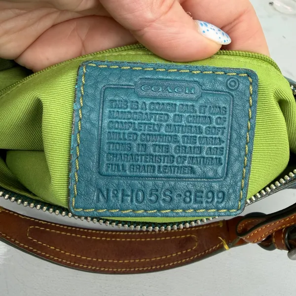 Coach Ergo Shoulder Bag Womens Small Teal Leather Good Vintage Y2K Pebbled - Image 6