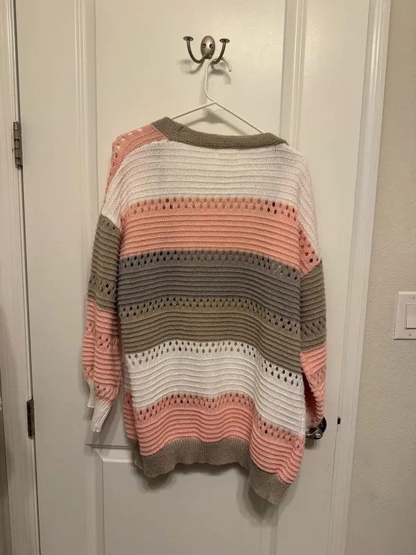 Tres Chic Boutique Open Front Knit Colorblock Cardigan New - Image 4