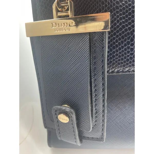 Dune London Navy Blue Structured Satchel Handbag Gold Hardware Women's Purse - Image 15