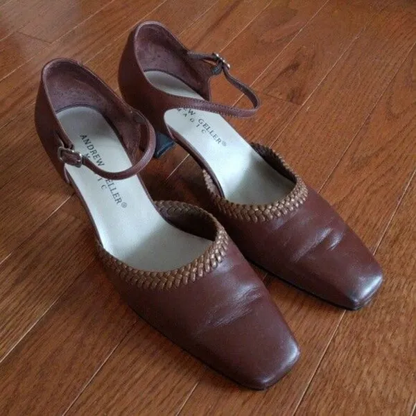 Andrew Geller Magic Heels Brown Ankle Strap Heels - Size 6 - Image 2