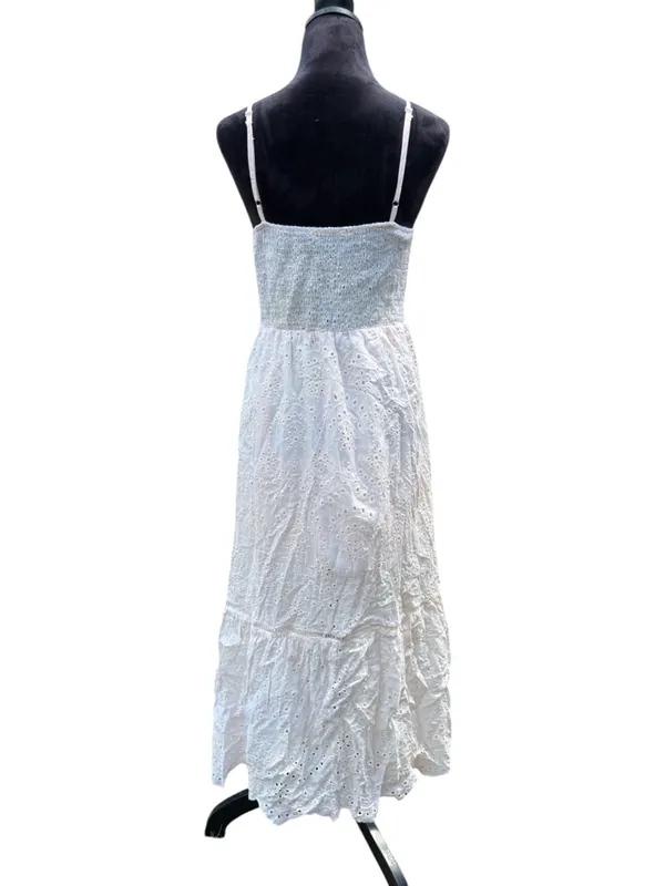Simplee Pink Eyelet Maxi Dress L Cotton Button Front Boho‎ Cottagecore Sundress - Image 4