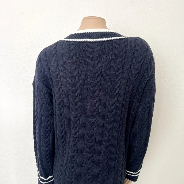 [VICI] Navy Blue White V-Neck Chunky Cable Knit Oversized Sweater Dress NWT XL - Image 8