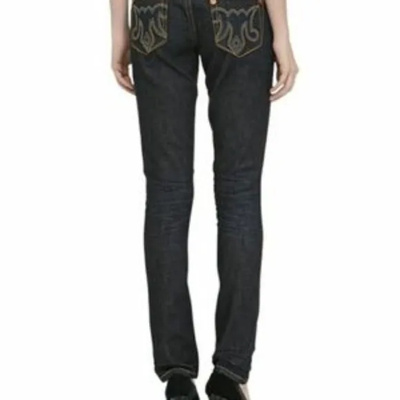 MEK DNM Avalon Cigarette Jeans Women 28 Dark Wash Low Rise Skinny Y2K - Image 2