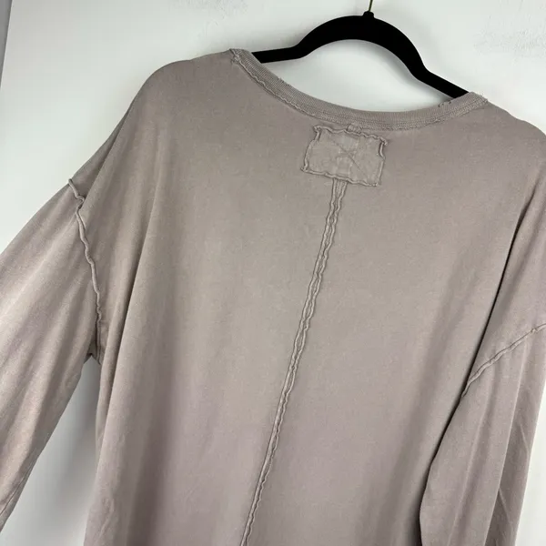 Free People We The Free Fade Into You Tee Sz XL Taupe Long Sleeve Top - Image 12