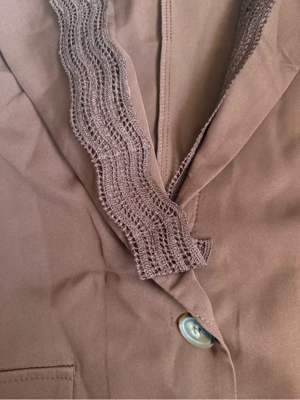 SHEIN Rust-Orange Single-Button Scalloped Edge Blazer - Image 2