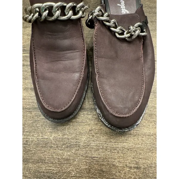 Free People Vida Mules Size 9 / EUR 40 Slip On Shoe Loafer Purple Leather Metal - Image 2