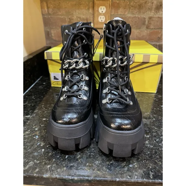Circus by Sam Edelman Circus NY Aidyn black chain-detail ankle boots Size 6.5 Grunge Goth Lug Sole - Image 6