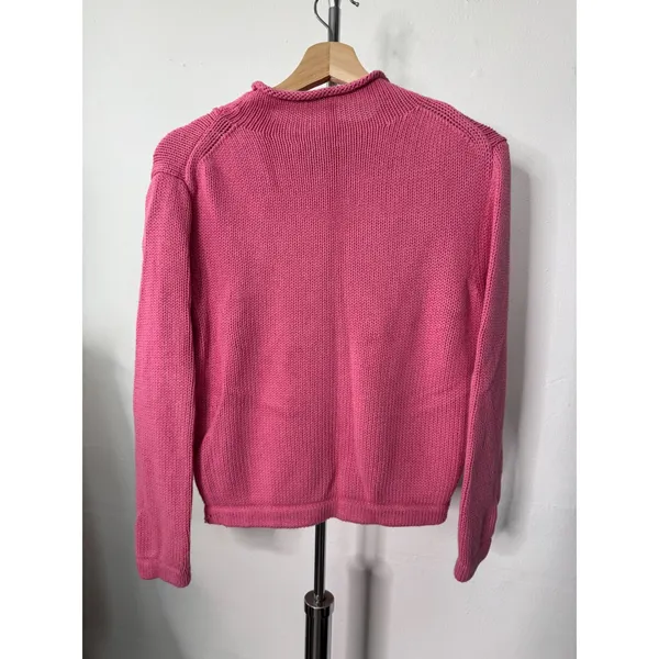 J.Crew Roll Neck Sweater Pink Cotton Shaker Stitch - Image 3