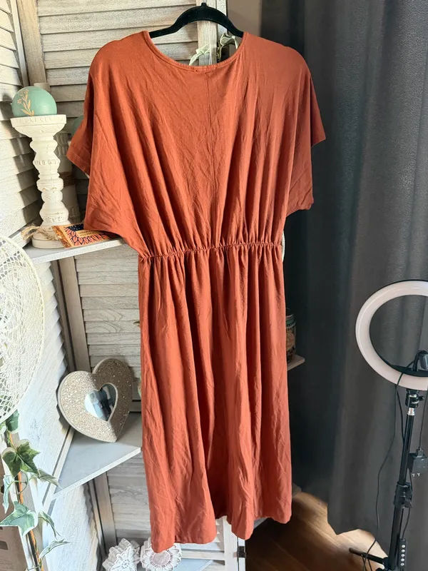 Nordstrom Nordstrom orange maxi dress with V-neck and short sleeves. Size: XS #maxidress #orange #summerdress ORANGE • - Image 2
