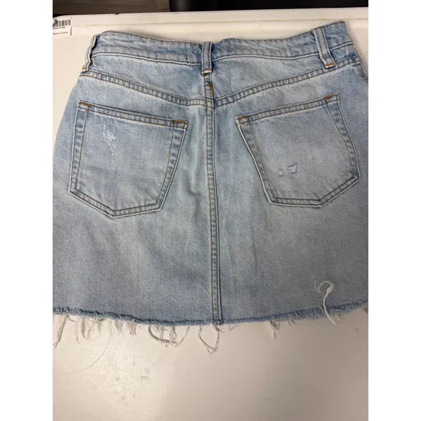 Free People We‎ The Free Distressed Denim Mini Skirt Light Wash Button Fly 26 - Image 3