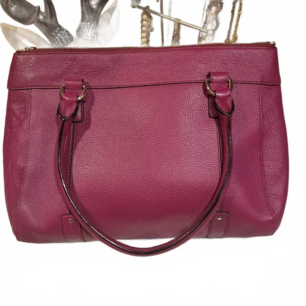 Kate Spade Large Plum Burgundy Leather Nicola Chester Satchel Handbag Purse - Image 2