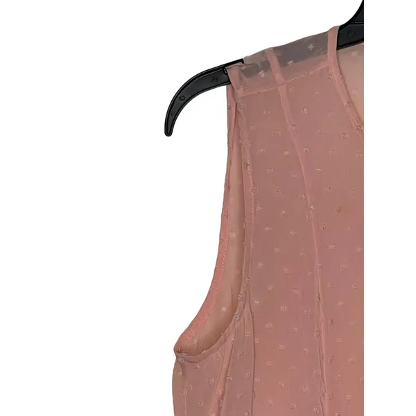 J.Crew Women's Tank Top Semi Sheer Polka Dot Peplum Lightweight Pink Size‎ 6 - Image 4
