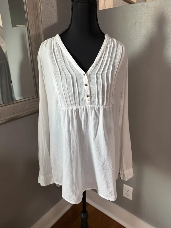 Zara Boho Peasant White Flowy Neutral Romantic Top Size Medium. - Image 2