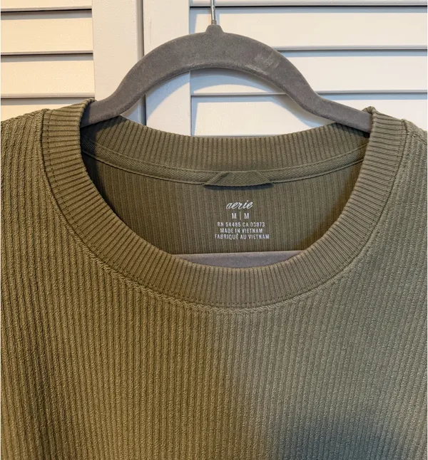 Aerie Green Cropped Ribbed Crewneck Sweater - Image 2