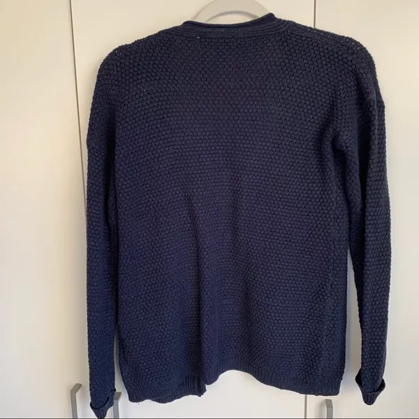 ⭐️ Navy Blue Long Sleeve Fisherman's Knit Cardigan S - Image 6