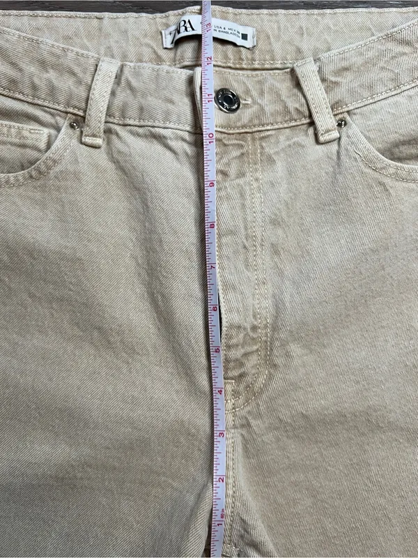 ZARA Z1975 Beige High Rise Mom Fit Ankle Straight Leg Jeans Size 6 - Image 10