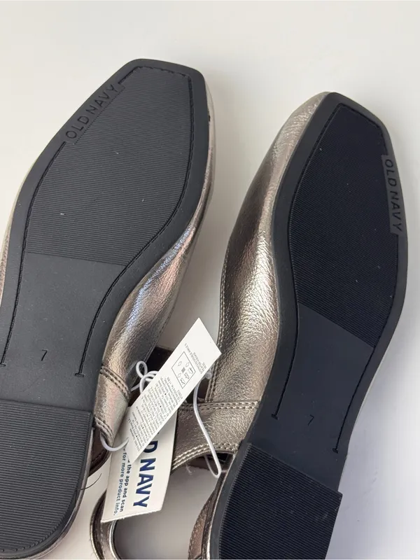 Old Navy Metallic Mary Jane Ankle Wrap StrapLow Heel Ballet Flats Size 7 - Image 4
