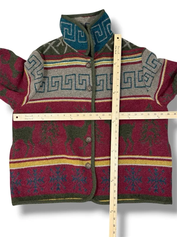 Vintage Ivy Wool Blend Blanket Jacket XL Lodge Print‎ Red Multi Western Gorpcore - Image 11