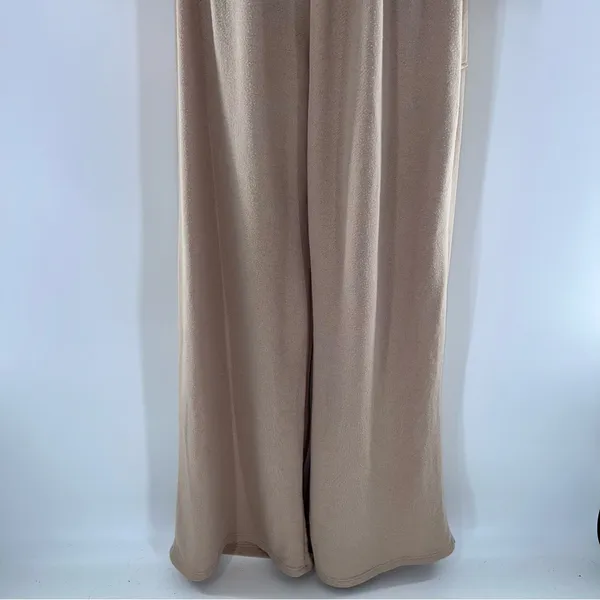 WinWin Refuge Tan Textured Knit Fabric Long Sleeve Jumpsuit w/Deep V Back-Sz S - Image 9