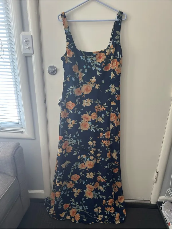Lulu's Navy Floral Square-Neck Maxi Dress with Thigh Slit - Image 8