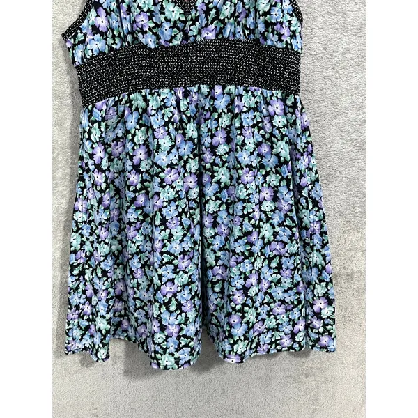 Free People Tank Top Size Small Blue Floral Babydoll Beachy Coastal Summer - Image 3
