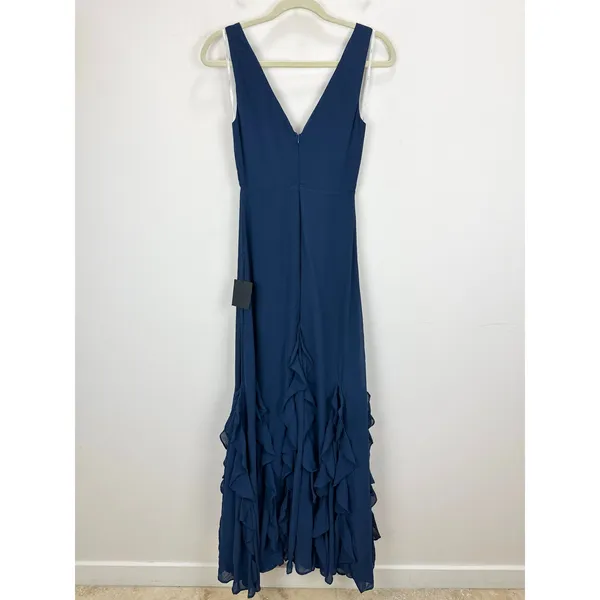 Lulus Alorna Dark Navy Sleeveless Ruffled Maxi Dress Formal Chiffon XS NWT - Image 9