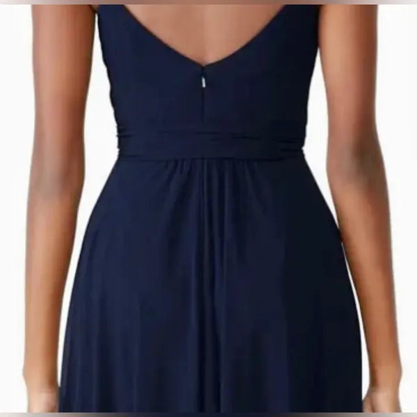 AMSALE Campbell Long Gown in Navy Navy Bridesmaid Dress Formal - Size 10 nwot - Image 3