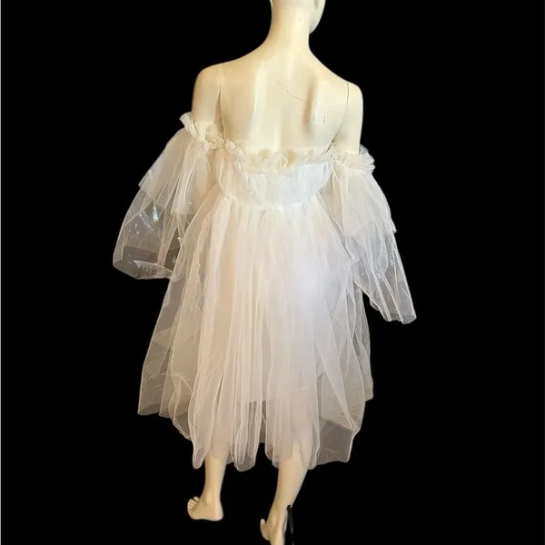 Beautiful Babydoll On or Off Shoulder Short Wedding Dress White L-XL NWT - Image 4