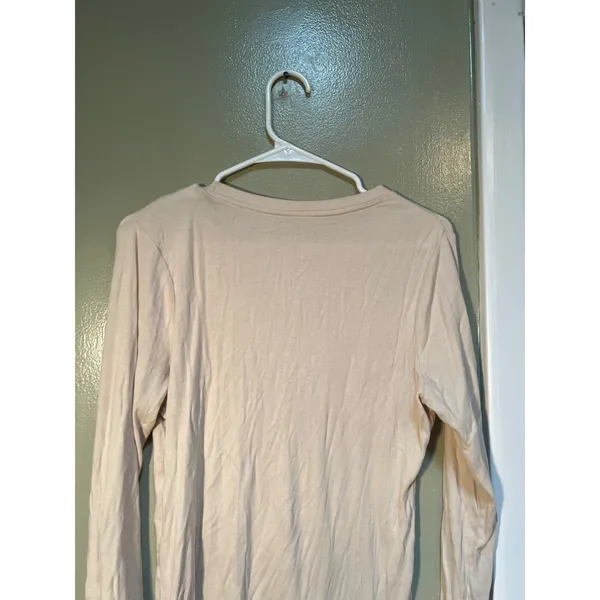A New Day Women's Size Small Long Sleeve Ribbed T-Shirt Crewneck Beige Stretch - Image 9