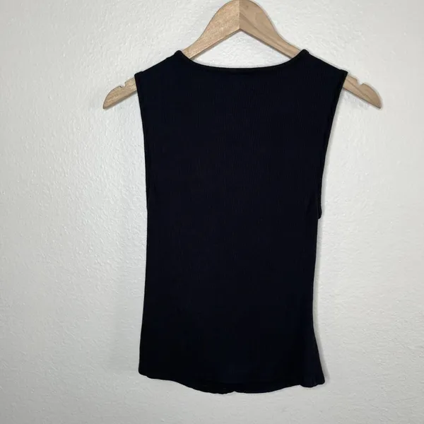 Paige Womens Sidonia Black Sleeveless Ruched Tank Top Size Large - Image 7