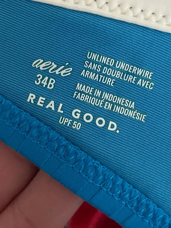 Aerie Ribbed Bikini Two Piece Set Underwire Bikini Top 34B & Tie Bottoms Medium - Image 3