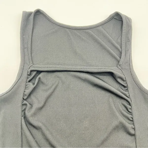 Black Ribbed Sleeveless Women's Tank Top - Image 3
