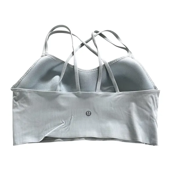 Lululemon Cloud Bra Long Line Ribbed Light‎ Gray Blue C/D Cup Size 8/10 - Image 3