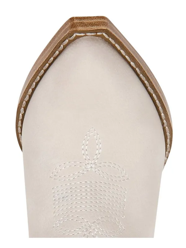 NWT DV Dolce Vita Leather Pull-On Pointed Toe Western Booties Ivory Off White 8M - Image 4