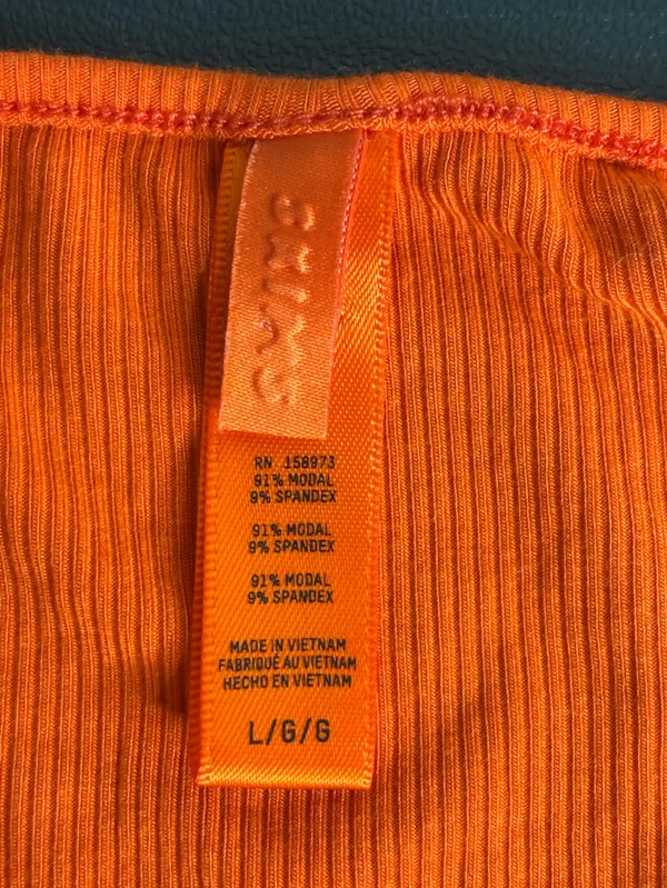 SKIMS soft Lounge Tie Front Super Crop Top Bright Red-Orange size large - Image 4