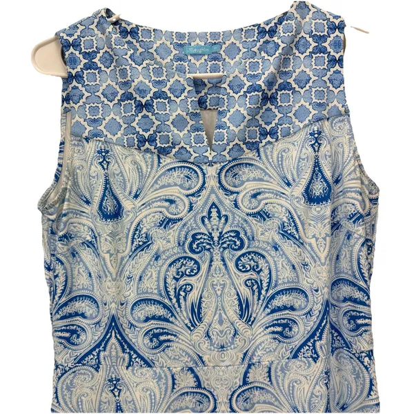 J‎ McLaughlin Blue Catalina Cloth Sleeveless A Line Dress Size MEDIUM - Image 4