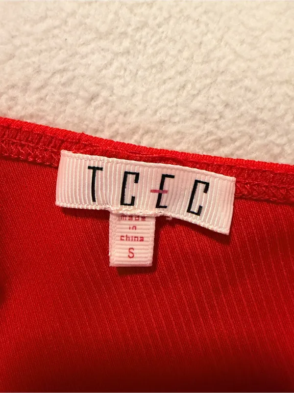 TCEC One-Shoulder Ruffle Camisole in Red - Image 3