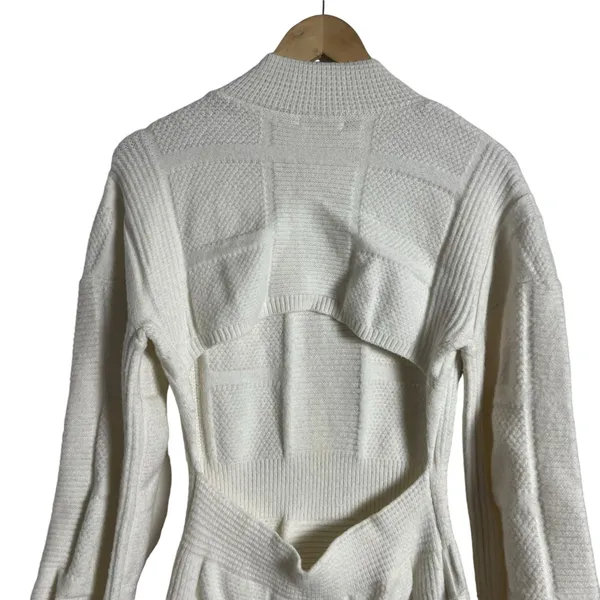 Area Stars White Open Back Knit Long Sleeve Mock Neck Sweater Mini Dress Size M - Image 12