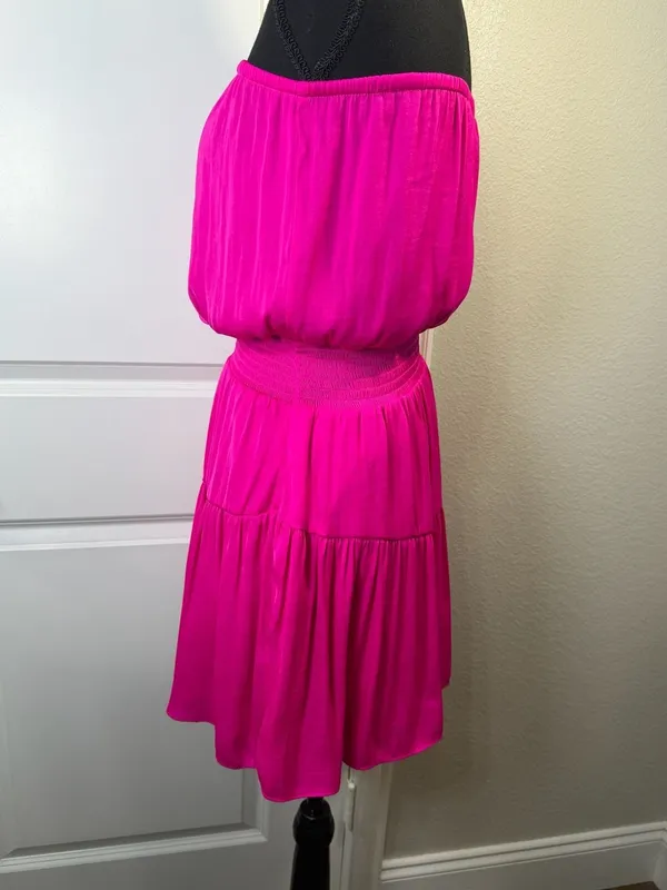 Naked Zebra Hot Pink Strapless Tiered Smocked Mini Dress - Image 7