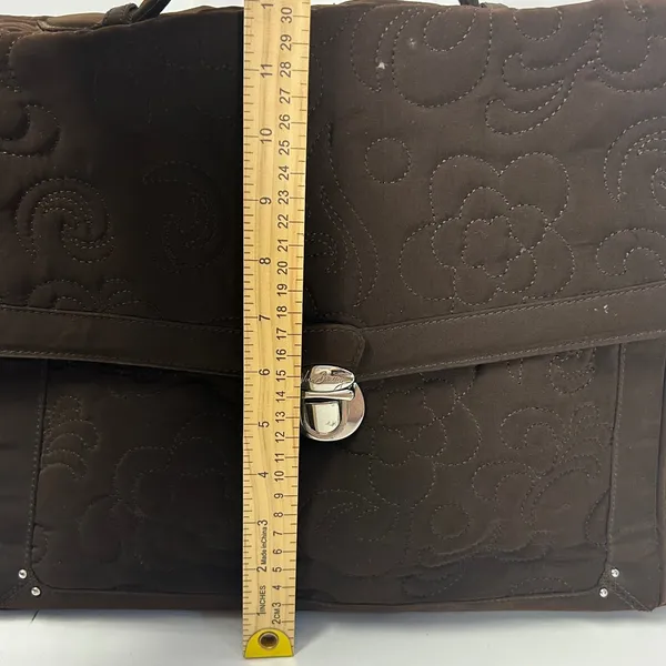 Vera Bradley Brown Quilted Briefcase Messenger Laptop Bag Floral‎ Lining - Image 14