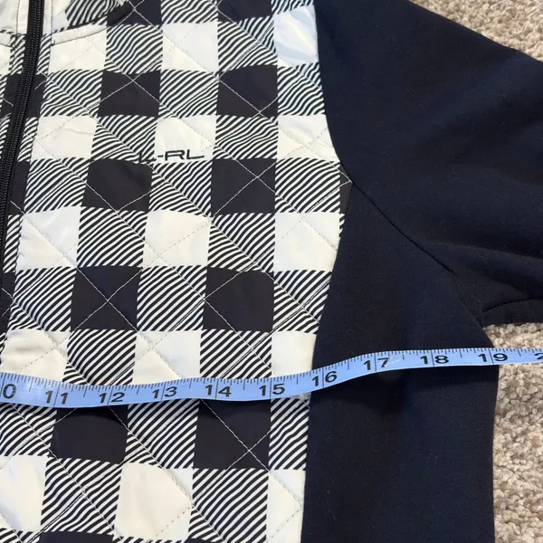 LRL Lauren Active Ralph Lauren Quilted Plaid Full Zip Hoodie Jacket‎ Women LG - Image 11